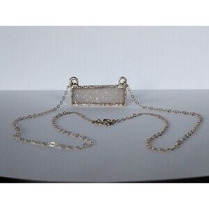 Sterling Silver Drusy Druzy Pendant Necklace